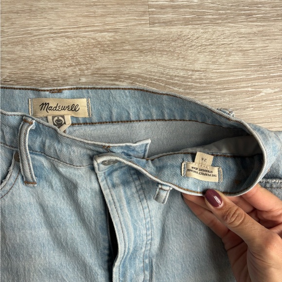 Madewell Blue Straight Leg Jeans with Distressed Details - Picture 4 of 6